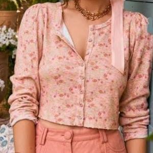 Jonah Cropped Cardigan-Rose Quartz